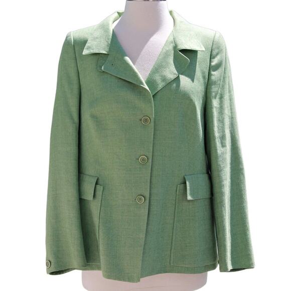 Akris Women's Green Spring Blazer Designer Soft Wool Blend Green Size 12 - Picture 3 of 14